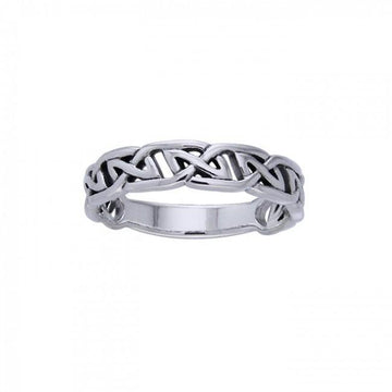 Sterling Silver Celtic Knot Half Hollow Band Ring TRI504 - Jewelry